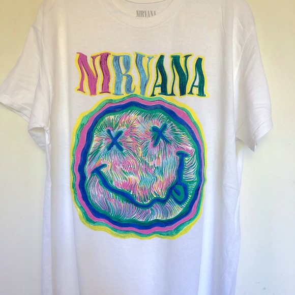 Nirvana Smiley Face Nevermind T Shirt - Picture 2 of 4